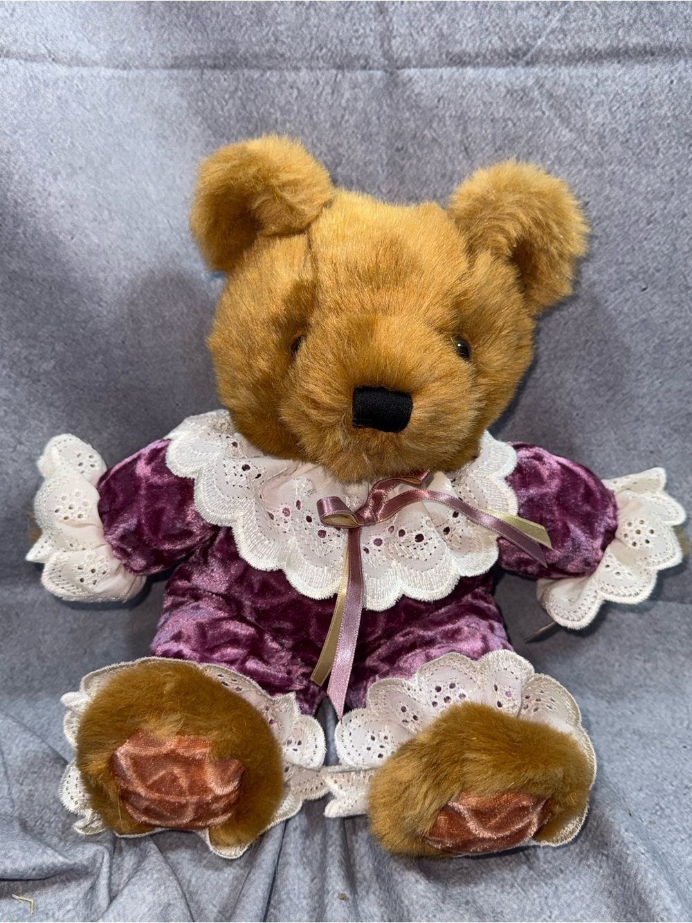 Velvet Purple Dress Decorative Plush Bear